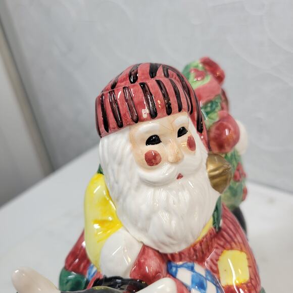 VINTAGE Lotus Cowboy Santa Creamer 7" Hand Painted Holiday Christmas Gift - Picture 4 of 16